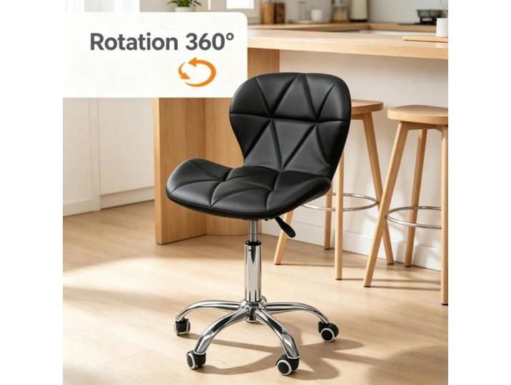Petite chaise de bureau-Dossier diamant-Hauteur réglable chaise de bureau-Coiffeuse sans bras tabouret-Capacité de charge 120KG