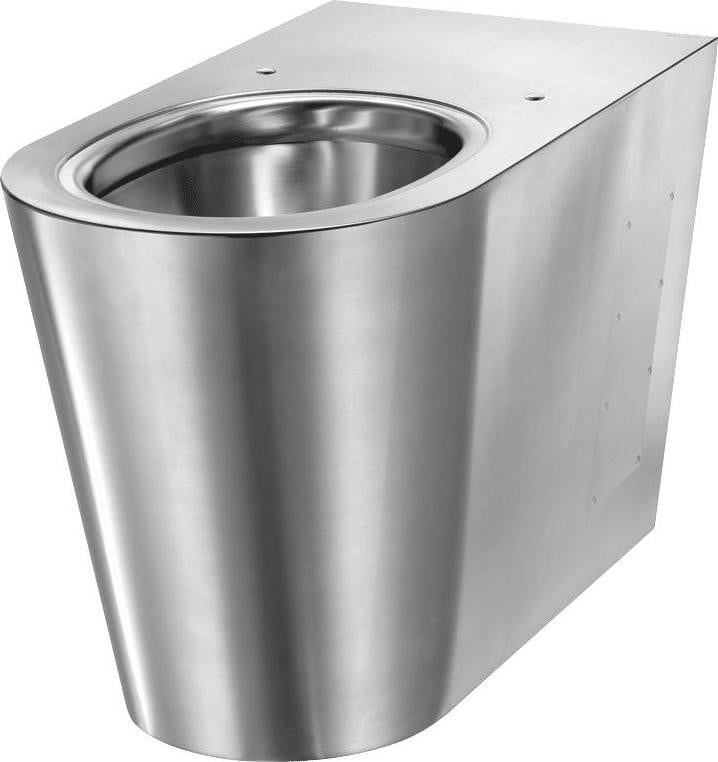 Delabie toiletpot S21 P vloermodel met achterwaartse aansluiting in satijn afgewerkt roestvast staal 1.4301