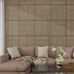 Akustik-Wandpaneel 8er Set Vang 60x60 cm Walnussoptik, hell [NEU.HOLZ]