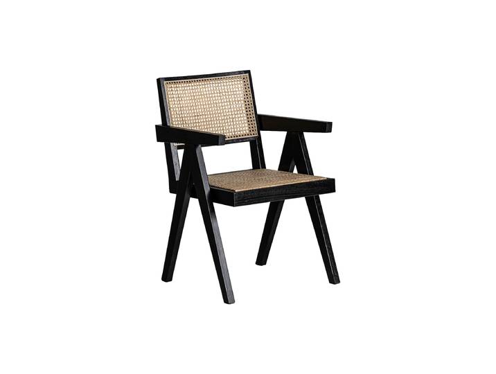 Design Armlehnstuhl „Cieza“ mit Wiener Geflecht Rattan Schwarz, Natural Vical Home