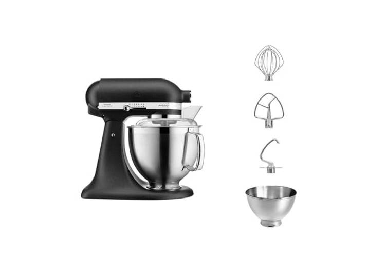 KitchenAid Küchenmaschine - Artisan - Kippbarem Food Processor - Teigknetmaschine mit 2 Schüsseln und 3 Zubehör aus Edelstahl - 4.8 L - Gusseisen schwarz