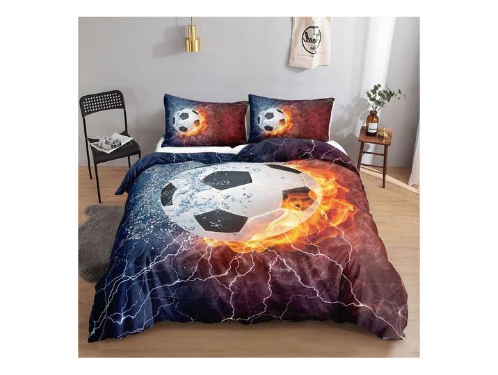 LuxusKollektion Kinderbettwäsche Fußball-Bettwäsche-Set 200x200cm Eis Feuer