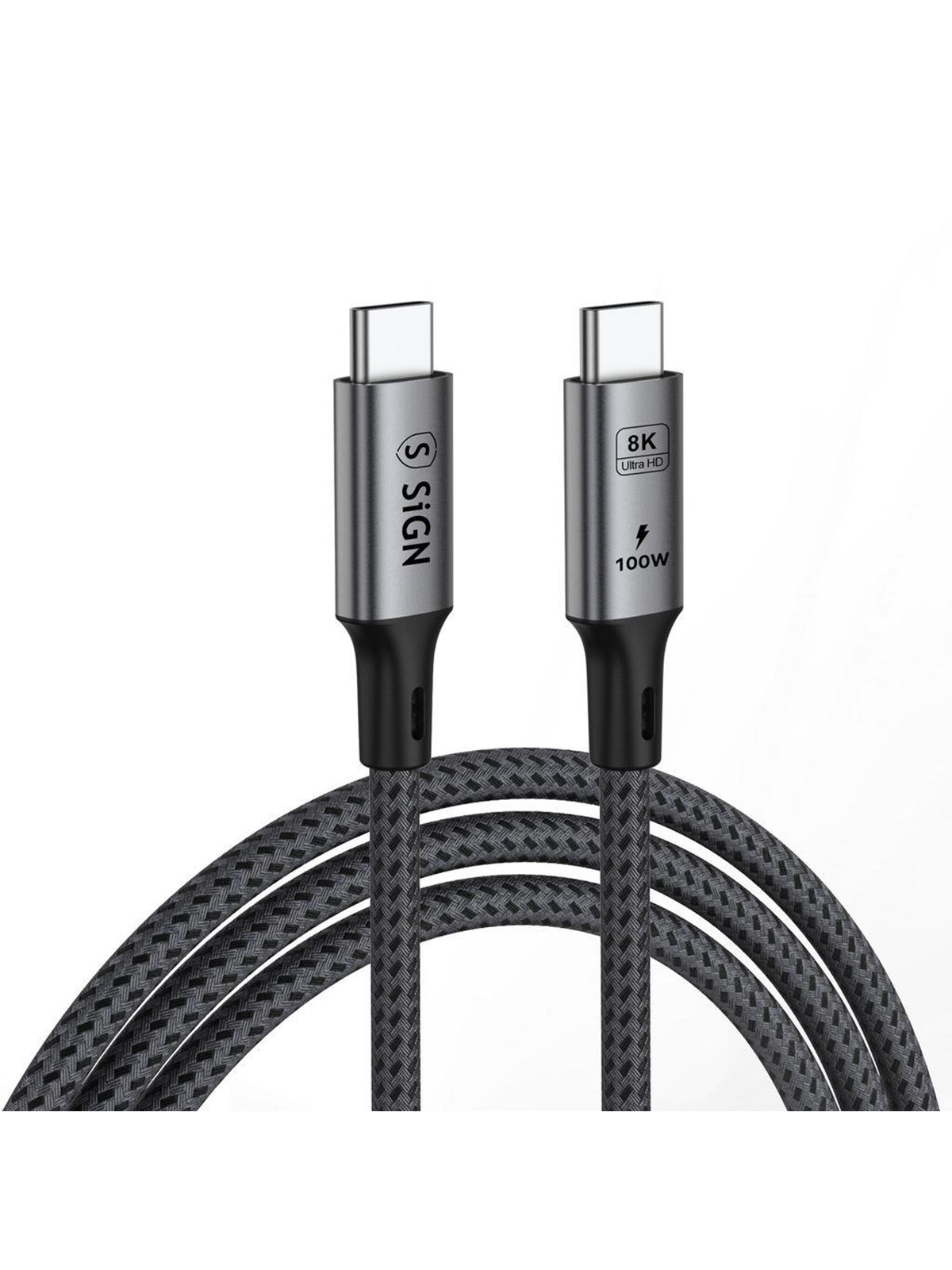 SiGN USB4 Thunderbolt 4 USB-C to USB-C Cable - 40Gbps - 8K 60Hz - 100W - 1.8m - Black/Grey