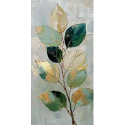 EUROART Wandbild 20 x 40 cm Soft Green Leaves II Kunststoff Grün