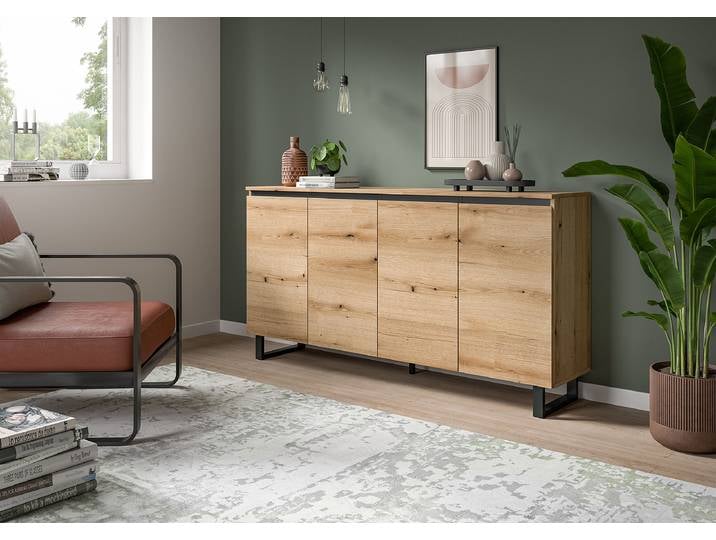 Enfilade Tomasa 160cm Marron/Imitation chêne Evoke