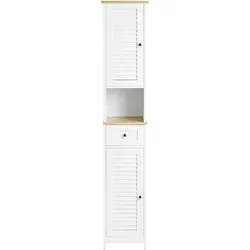 SoBuy Badezimmer-Hochschrank mit 1 Schublade Holzfarbe 32x30x170,5cm Funktional