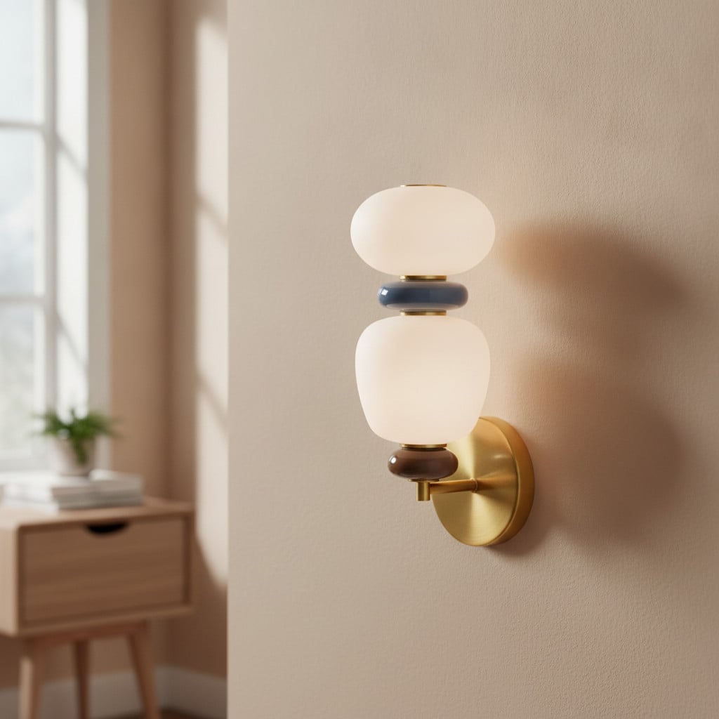 Lyora Wandlamp Palo goud/messing met blauw glas