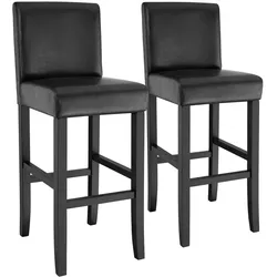 tectake Barhocker aus Kunstleder - 2er Set schwarz