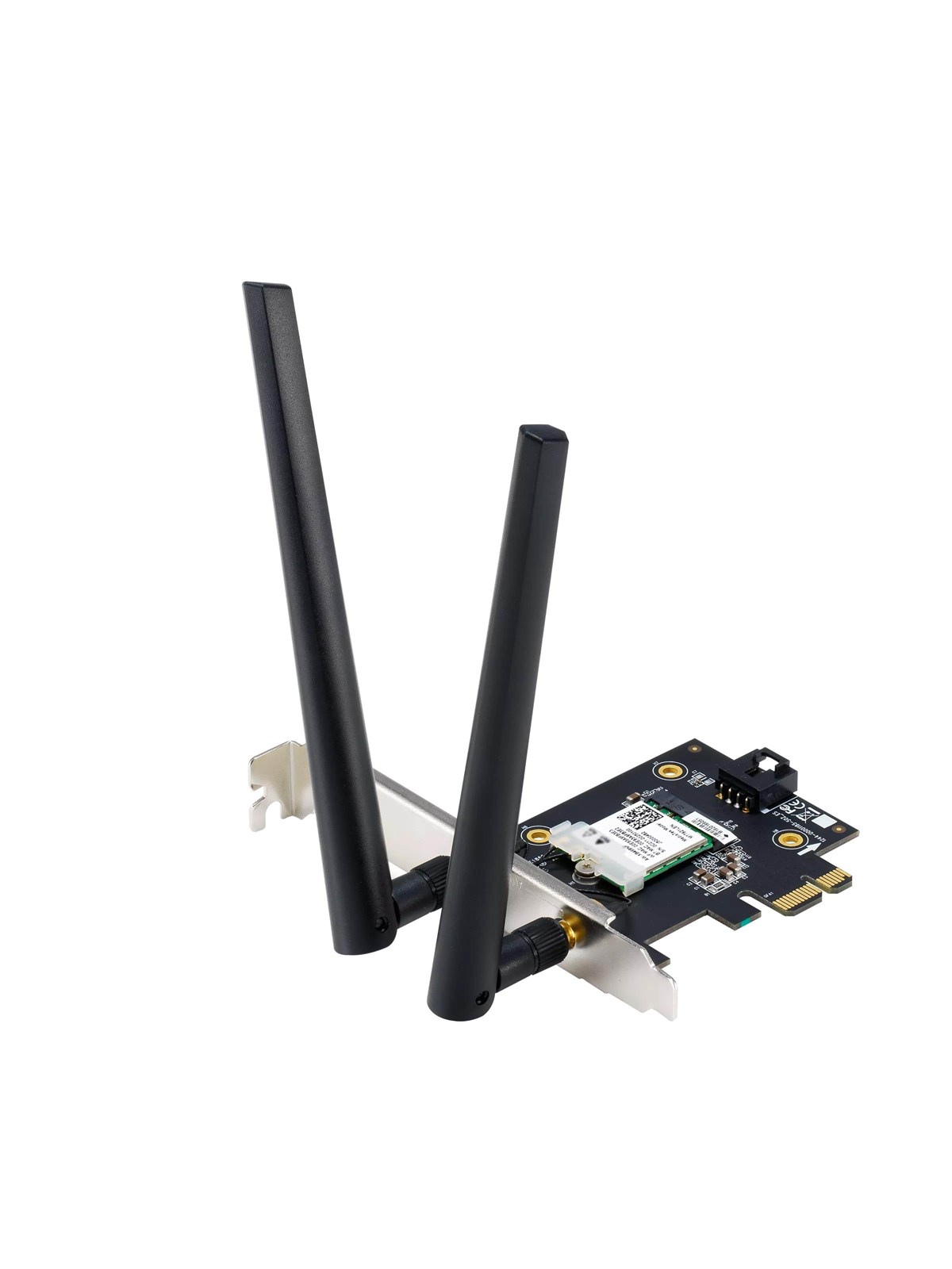 ASUS PCE-AXE5400 WiFi 6E PCI-E Adapter with 2 external antennas. Supporting 6GHz band 160MHz Bluetooth 5.2 WPA3 network security OFDMA and MU-MIMO