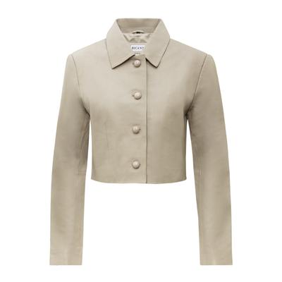 Bolerojacke RICANO "Lederjacke Yolanda", Damen, Gr. XL, beige (weiß), Obermaterial: 100% Lammnappaleder LANA. Futter: 100% Polyester PES., normal, Rundhals, Jacken, Handgefertigt aus echtem Leder