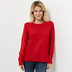 CASHMASOFT Pullover Rundhalsausschnitt Rippbundabschlüsse Haarige Struktur