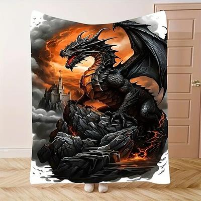 Wandteppich Fleece Decke für Couch Drachen 3D Fantasie Schlafzimmer Sofa Bett dekorative warme Decke Wohnkultur