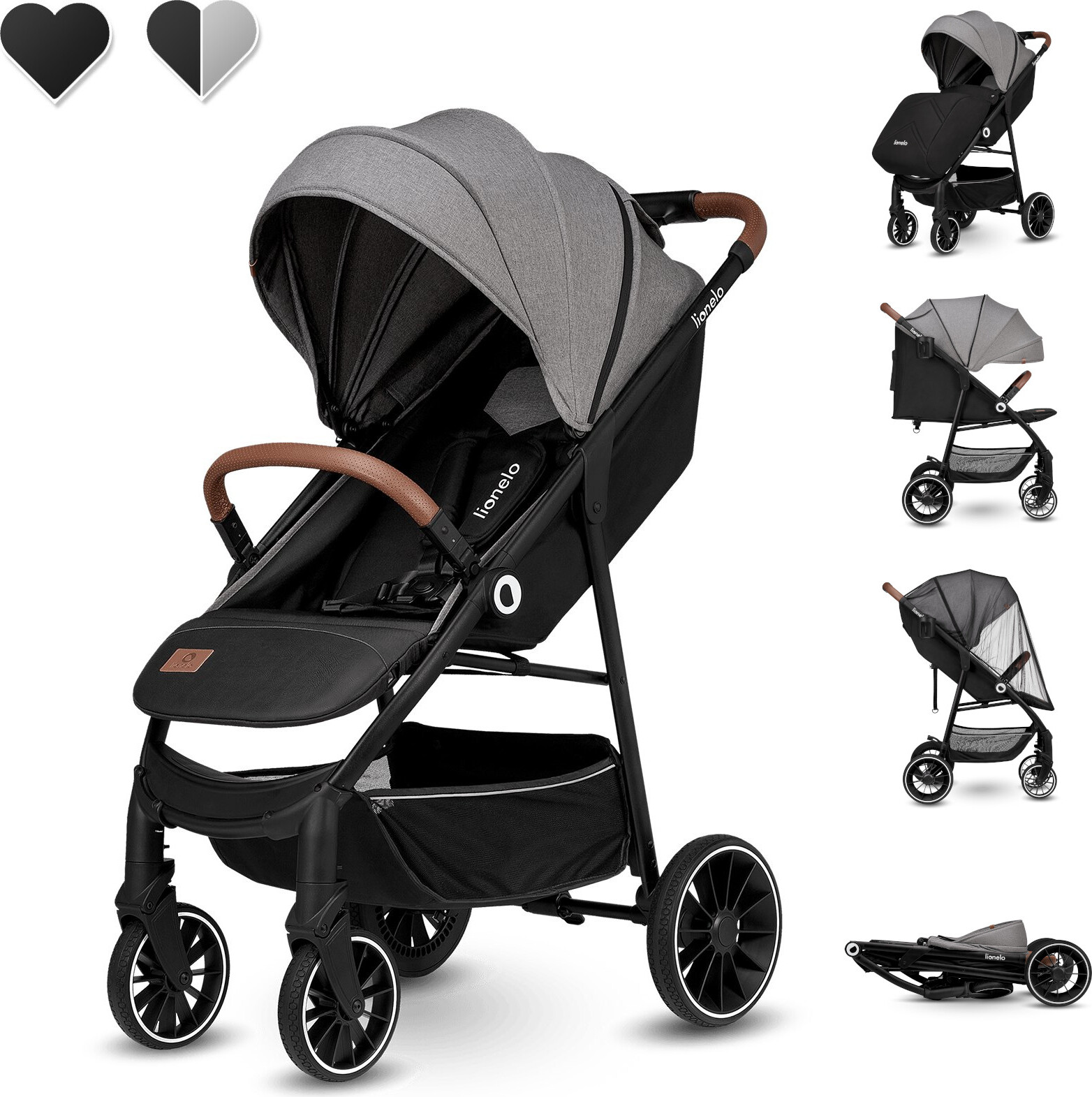 Lionelo Alexia Kinderwagen mit liegeposition Buggy Kinderbuggy Kindersportwagen Grau