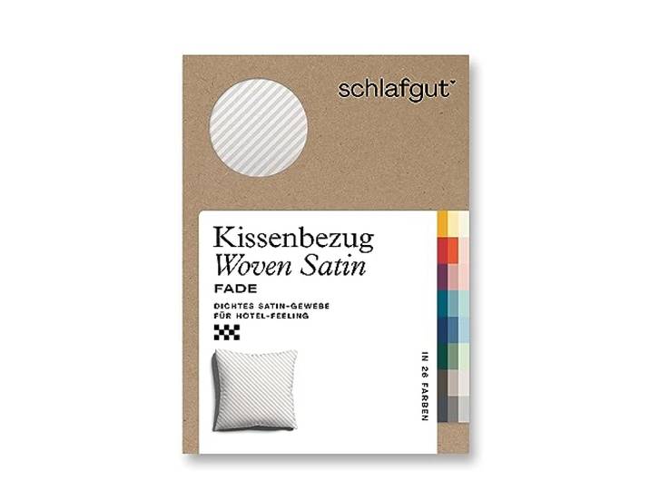 schlafgut Woven Fade Satin Kissenbezug 40x40 cm gestreift, White Fade