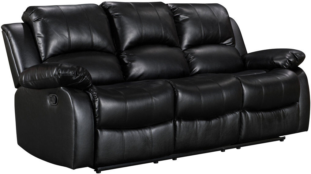 Brayden Studio Shewmaker Faux Leather Reclining Sofa Black 3