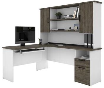 Bestar Norma L-shaped Desk with Hutch