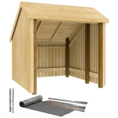 Gartenhaus PLUS, beige (natur), Holzwerkstoff, Gartenhäuser, Gartenhaus, Fahrradunterstand offen, inkl. Dachpappe/Aluleisten/H-Pfostenfüße