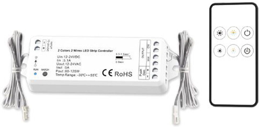 Isoled Led Weißdynamischer Push/funk Pwm-Controller Miniamp Inkl. Fernbedienung 12-24v Dc, 5a