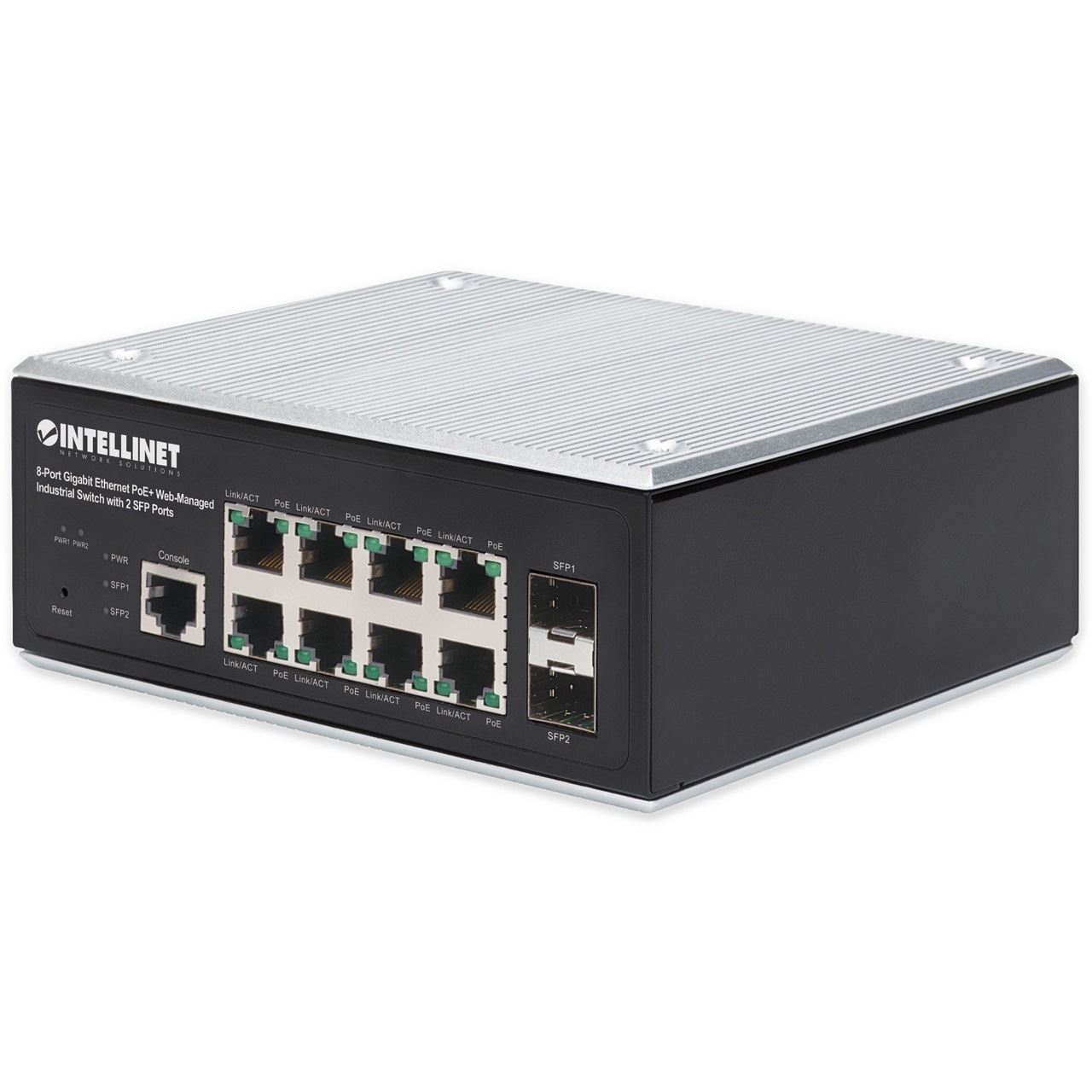 Intellinet 8-Port Gb PoE+ Web-Managed Industrie-Switch 2xSFP