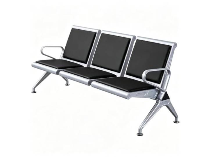 KCIOQLS 3-Sitzer Wartezimmerbank, Bahnhofsbank mit Armlehnen Weiches PU-Kissen,Polierte Gitterplatte,Stabile Bauweise,für Bahnhof,Flughafen(Black)