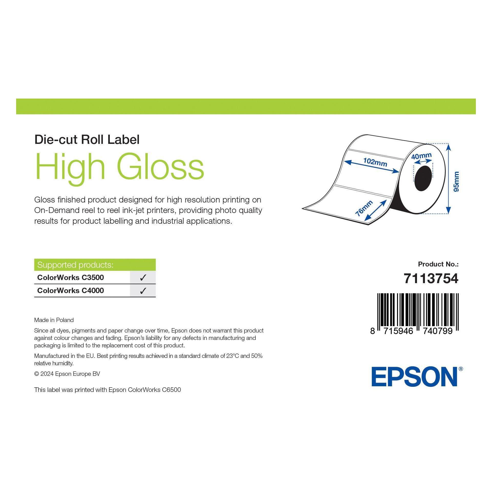 Epson High Gloss Label Die-Cut Roll (102 mm) (7113754)