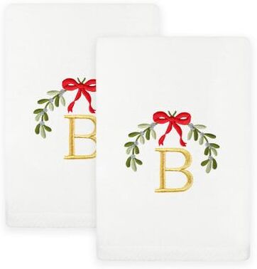 Authentic Hotel and Spa Christmas MISTLETOE MONOGRAM Embroidered Luxury 100% Turkish Cotton Hand Towels Set of 2