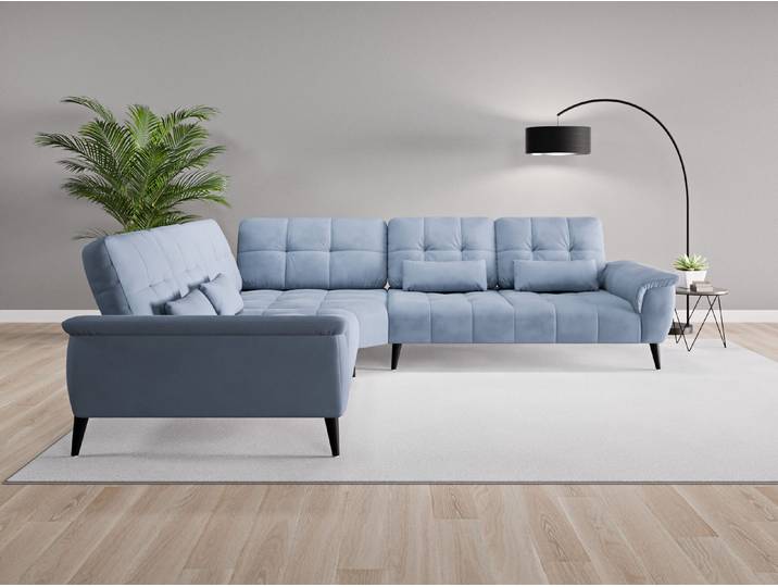 Ecksofa Tokio Nr. 2 - Blau (Jeansblau) - Vintage Velours