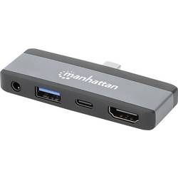 Manhattan USB-C® Dockingstation USB-C 4-in-1 Dockingstation USB C-Stecker auf HDMI USB-A USB-C PD 3,5 mm Klinke USB-C® Power Delivery 190404