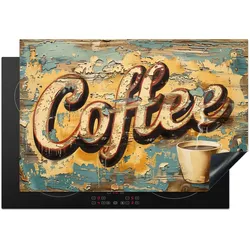 HERDABDECKPLATTE Kaffee - Vintage - Braun - Tasse Glaskeramikkochfeldabdeckung 76x51.5 cm