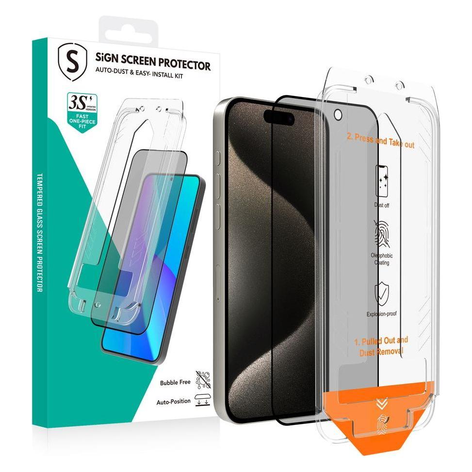 SIGN Privacy Screen Protector iPhone 15 Pro - EZ Apply dust free applicator (Apple iPhone 15 Pro) (SNTP-IP15P-PR)