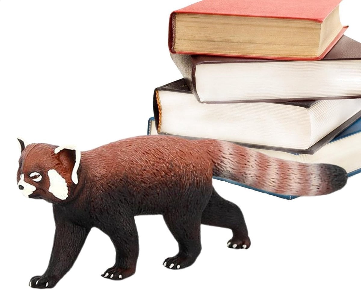 Rode Panda Beeldje - Roodbruin Dierenfiguur van PVC - Hoogte: 19,4 cm