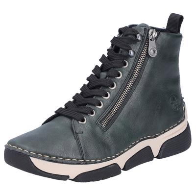 Sneaker RIEKER, Damen, Gr. 41, wärmend, grün (dunkelgrün), Lederimitat, Schuhe Sneaker, Freizeitschuh, Halbschuh, Schnürschuh mit Kontraststeppung