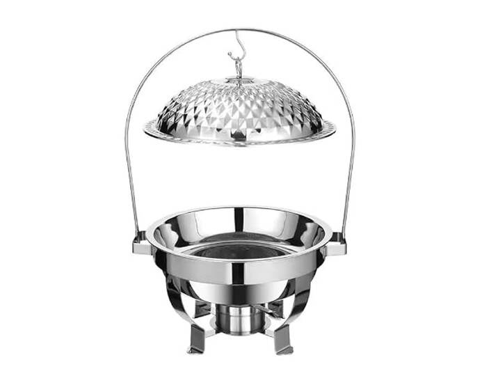 Rundes Chafing Dish-Buffet-Set aus Edelstahl Speisenwärmer Mit Glasdeckel und Halterung for Buffetwärmer, Warmhaltetablett for Partys
