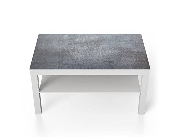 DEQORI Glastisch weiß groß 90x50 cm Motiv Raue Metalloberfläche ausgefallener Beistelltisch aus Glas Hochglanz Couchtisch fürs Wohnzimmer moderner Couch Tisch mit Design