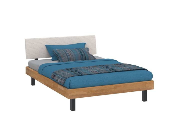 Massivholzbett Mondovi-Oldeo 120 x 200cm Cord Braun Wildeiche