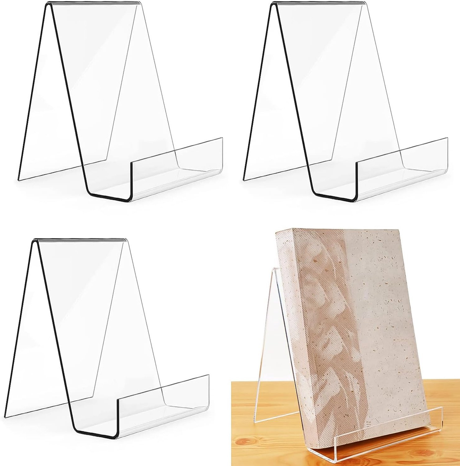3x Acryl Boekstandaard - Transparant, A4 Formaat