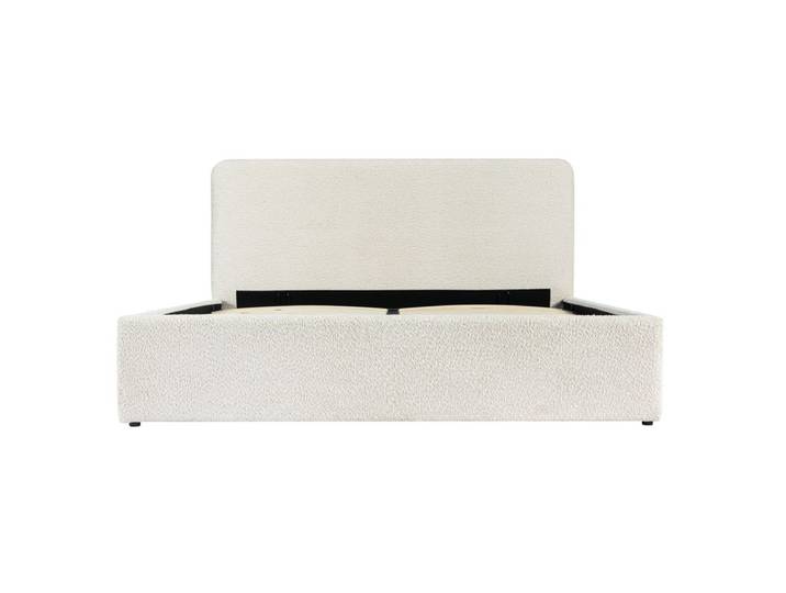 Lit coffre 140x190 cm tissu bouclette beige LYLA