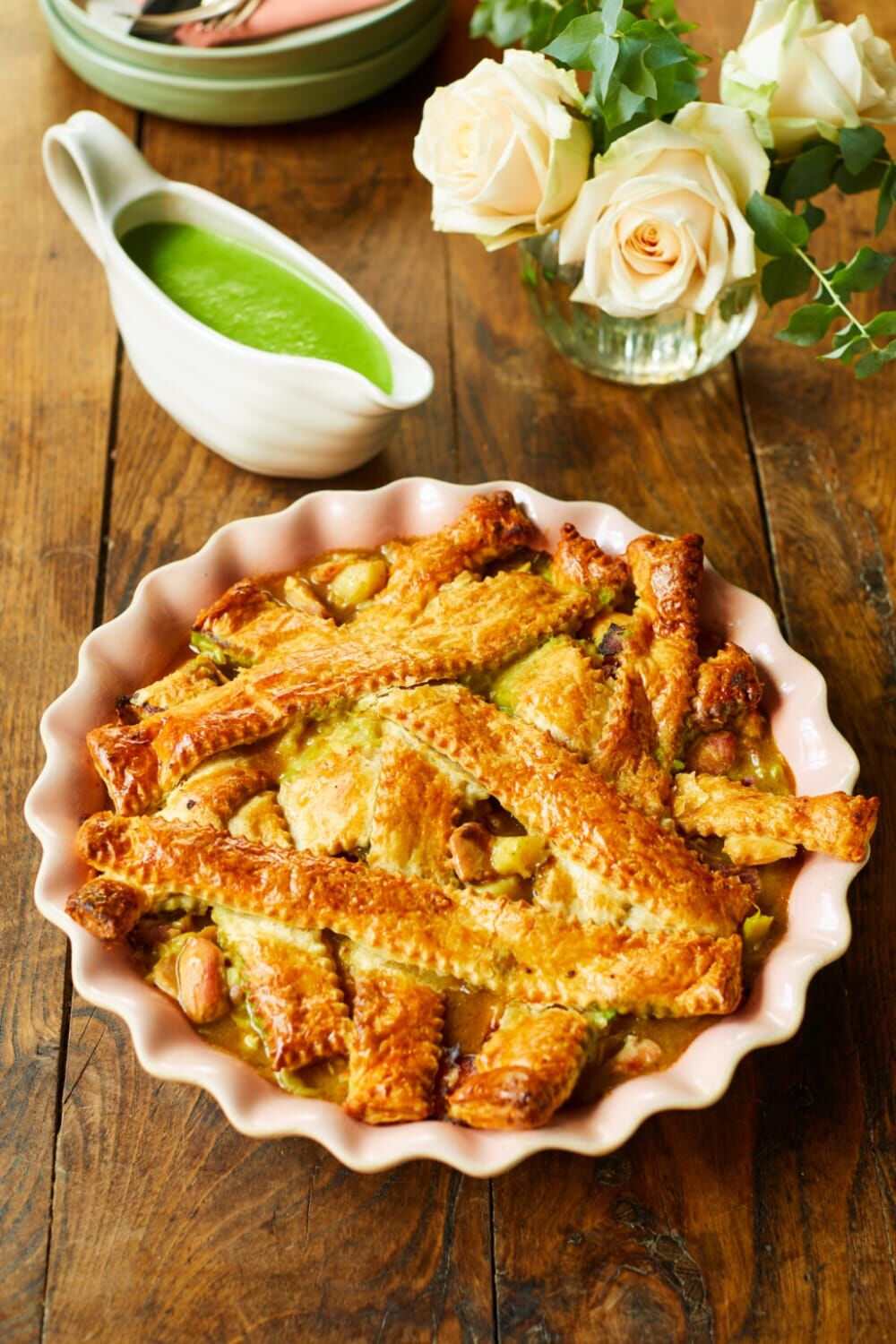 Jamie Oliver Fuente para horno Proper Pie redonda, cerámica de gres, rosa, 28 cm