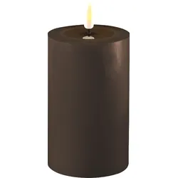 Deluxe Homeart LED Stumpenkerze Real Flame mokka, Ø7,5 x H12,5cm, mokka