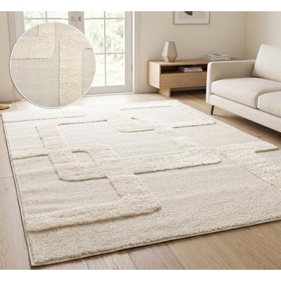 Teppich OTTO HOME "Modea, geometrisches Muster, 3D", creme, B:120cm H:20mm L:180cm, Kunstfaser, Teppiche, Teppich, Ton-in-Ton, Hoch-Tief, weich, Wohnzimmer, Schlafzimmer