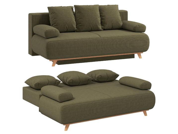 HOMCOM Schlafsofa 188x140cm 3-Sitzer Sofa mit Bettfunktion, Stauraum Dunkelgrün