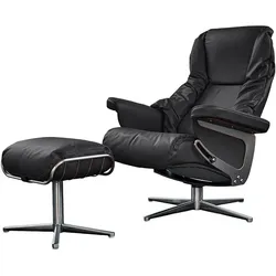 RELAXSESSEL MIT HOCKER MODO Schwarz Leder