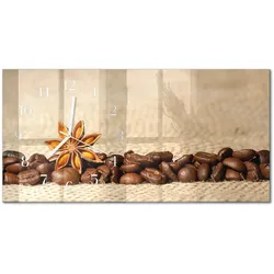 WANDUHR aus Glas 60x30 cm - Kaffeebohnen