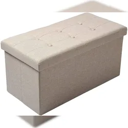 Helloshop26 - Leinenhocker mit Stauraum beige 19_0000039