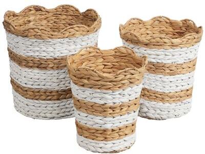 happimess Handwoven Water Hyacinth Scalloped Edge Nesting Baskets (Set of 3)