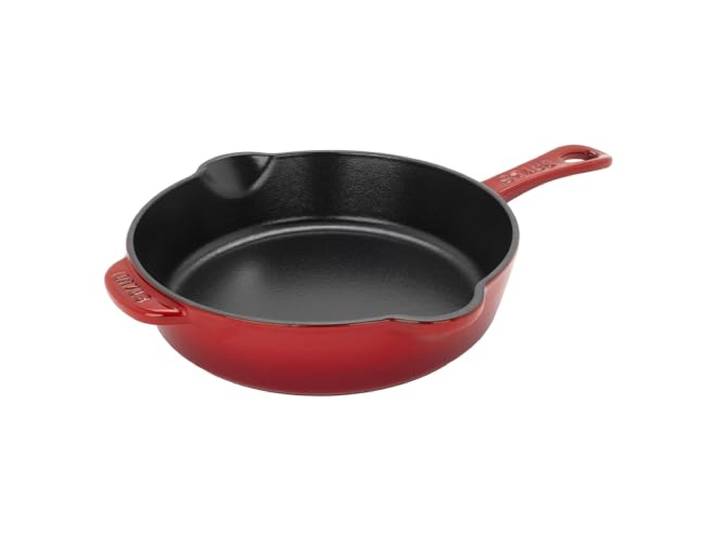 STAUB Bratpfannen aus Gusseisen, 21,6 cm, traditionelle tiefe Bratpfanne, Kirschrot