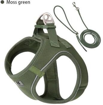 Uplift Essentials Safe Stride Reflective Dog Harness & Leash Set green m