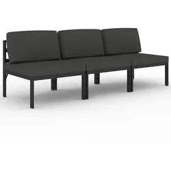 vidaXL Gartensofa 3-Sitzer mit Kissen Aluminium Anthrazit