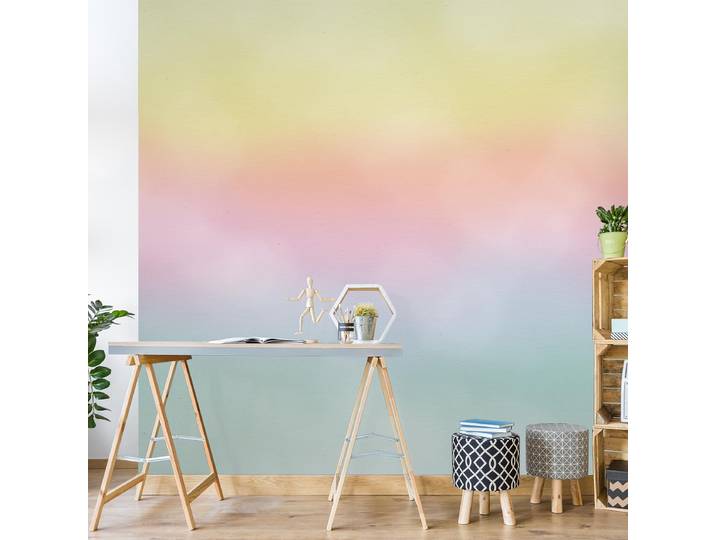 home24 Fotobehang Regenboog Aquarel 288 x 288cm 288 x 288 cm
