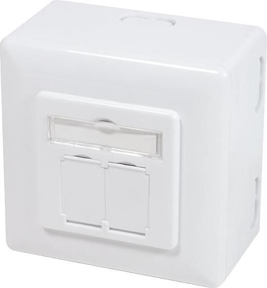 DSIT Dubbele wandmontagedose Cat. 6a/Klasse E, afgeschermd, 2 x 45RJ, wit